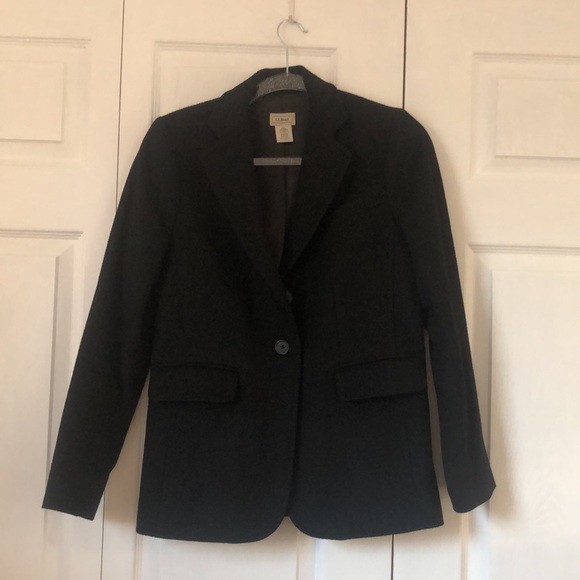 L.L. Bean Wool Cashmere Black Blazer Jacket sz 6 - Picture 2 of 14